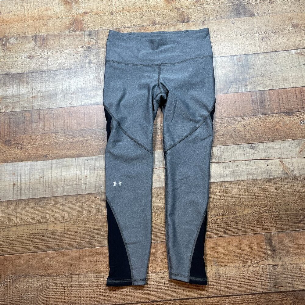 Under Armour Gray & Sheer Black Compression Heatgear Leggings size Medium